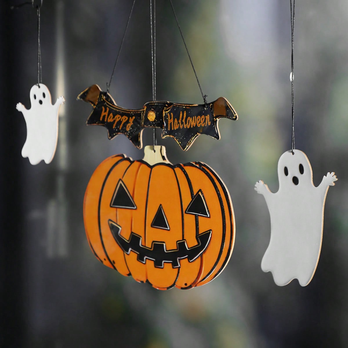 pumpkin ghost Halloween hanging sign - photo 10