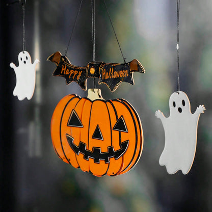 pumpkin ghost Halloween hanging sign - photo 10