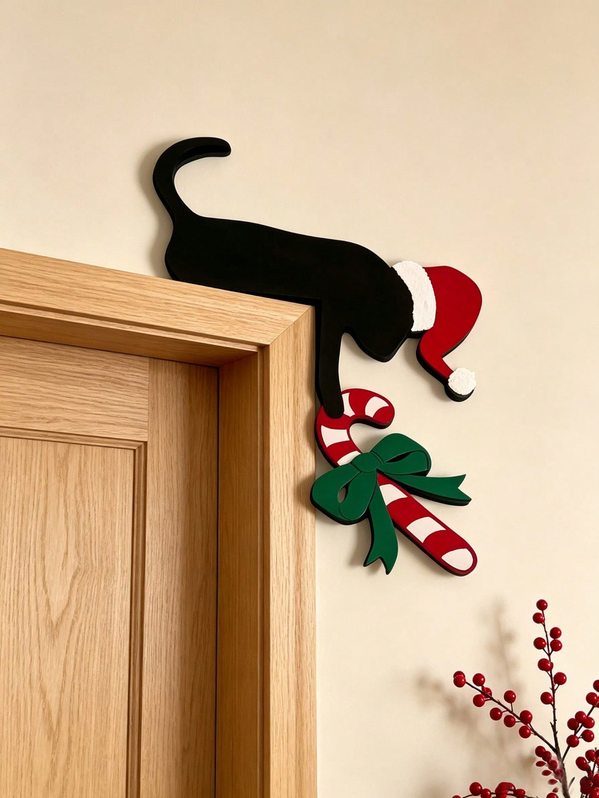 black cat candy cane door corner - photo 11