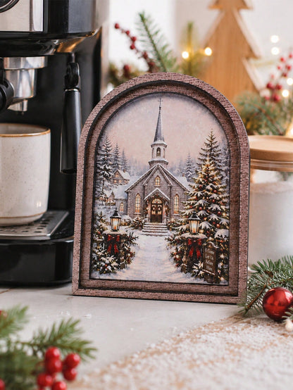 snowy church winter arch sign - photo 11