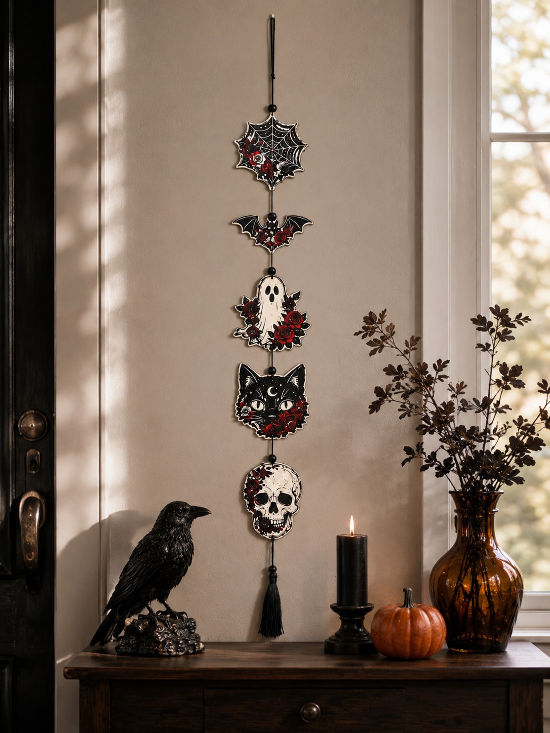 black cat skull gothic hanging decor - photo 11