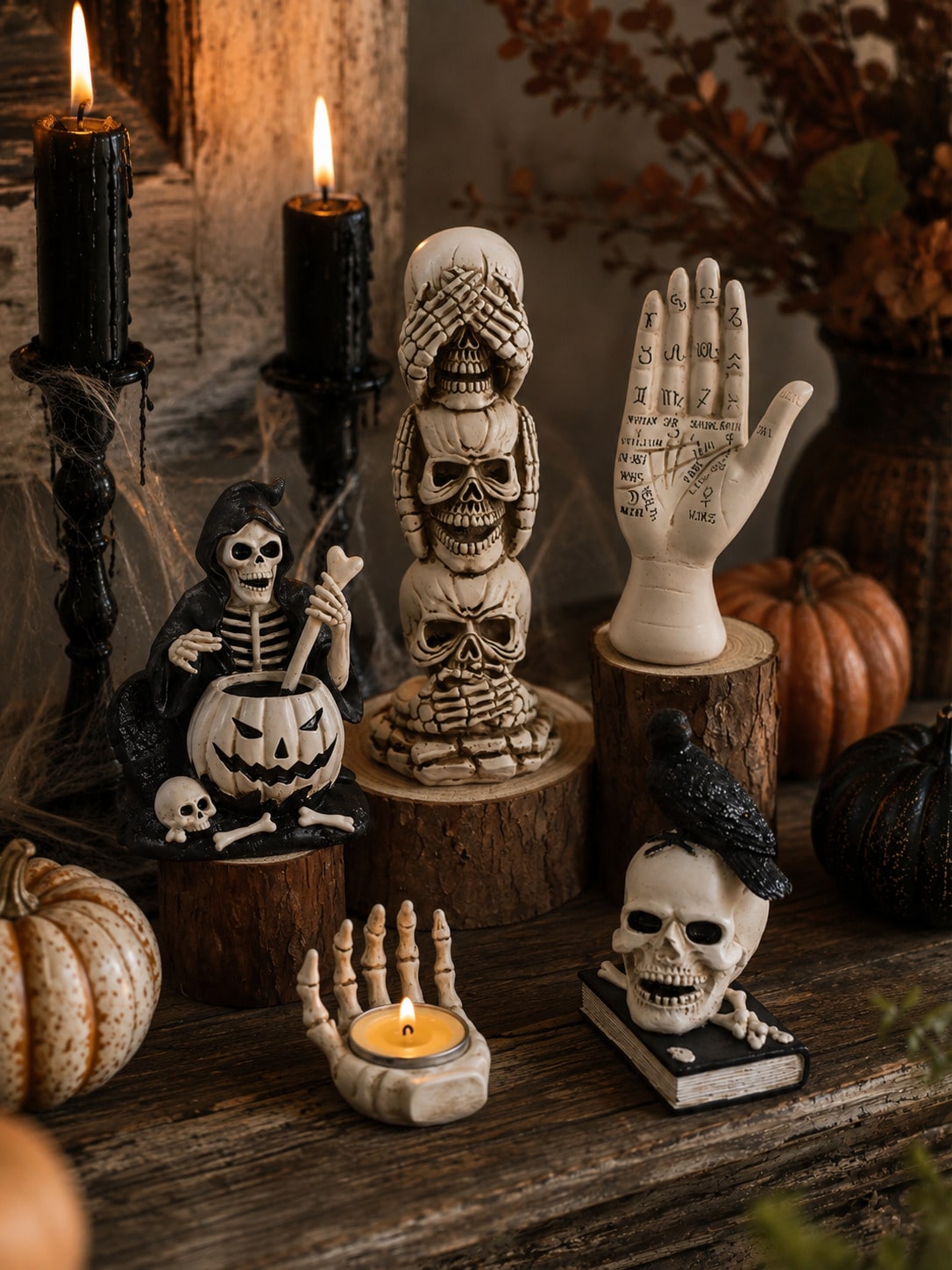 gothic skull skeleton figurines - photo 10