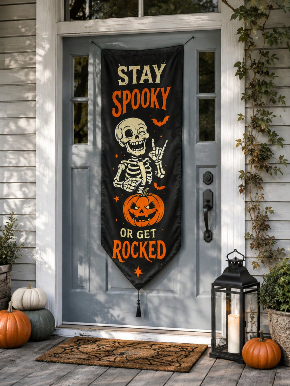 stay spooky skeleton porch banner - photo 10