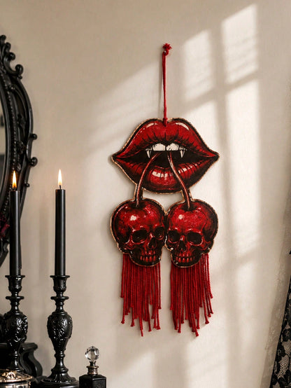 vampire lips cherry skull door hanger - photo 9