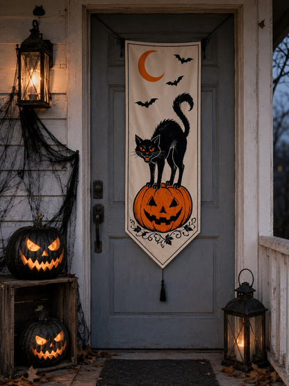 black cat pumpkin Halloween porch banner - photo 10