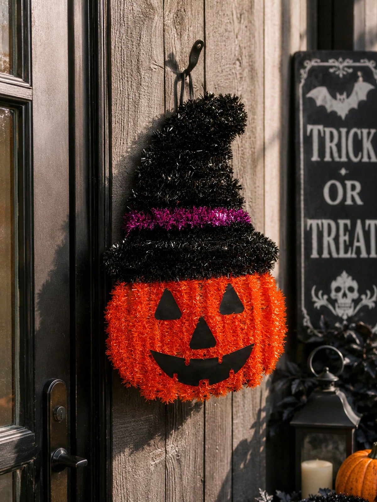 witch hat pumpkin tinsel door hanger - photo 10