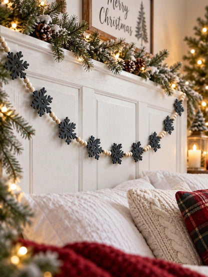felt snowflake bead garland - Black photo 11