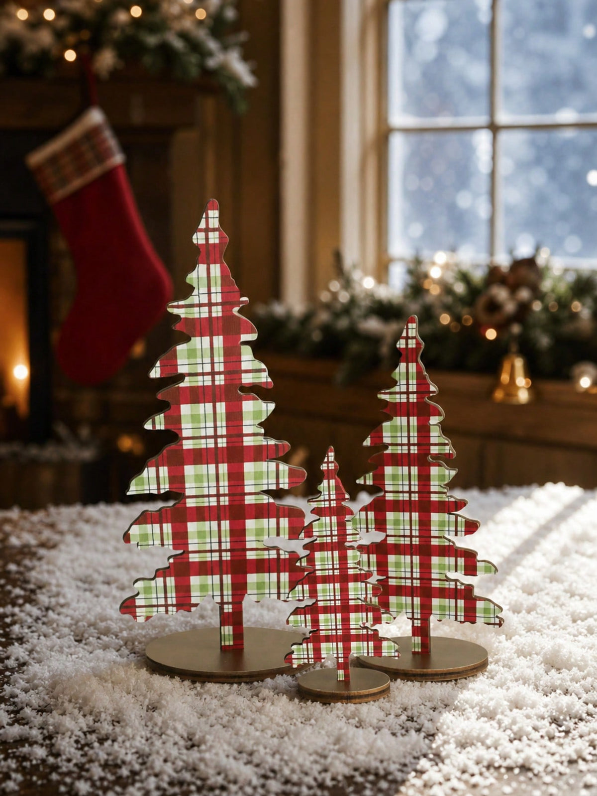 patterned Christmas tree tabletop decor - Red Plaid photo 10