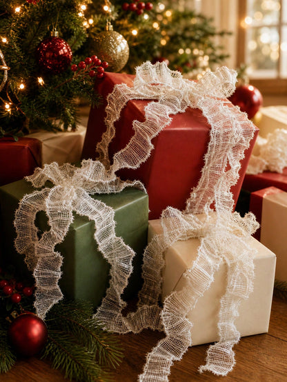 ruffled mesh ribbon garland - White photo 11