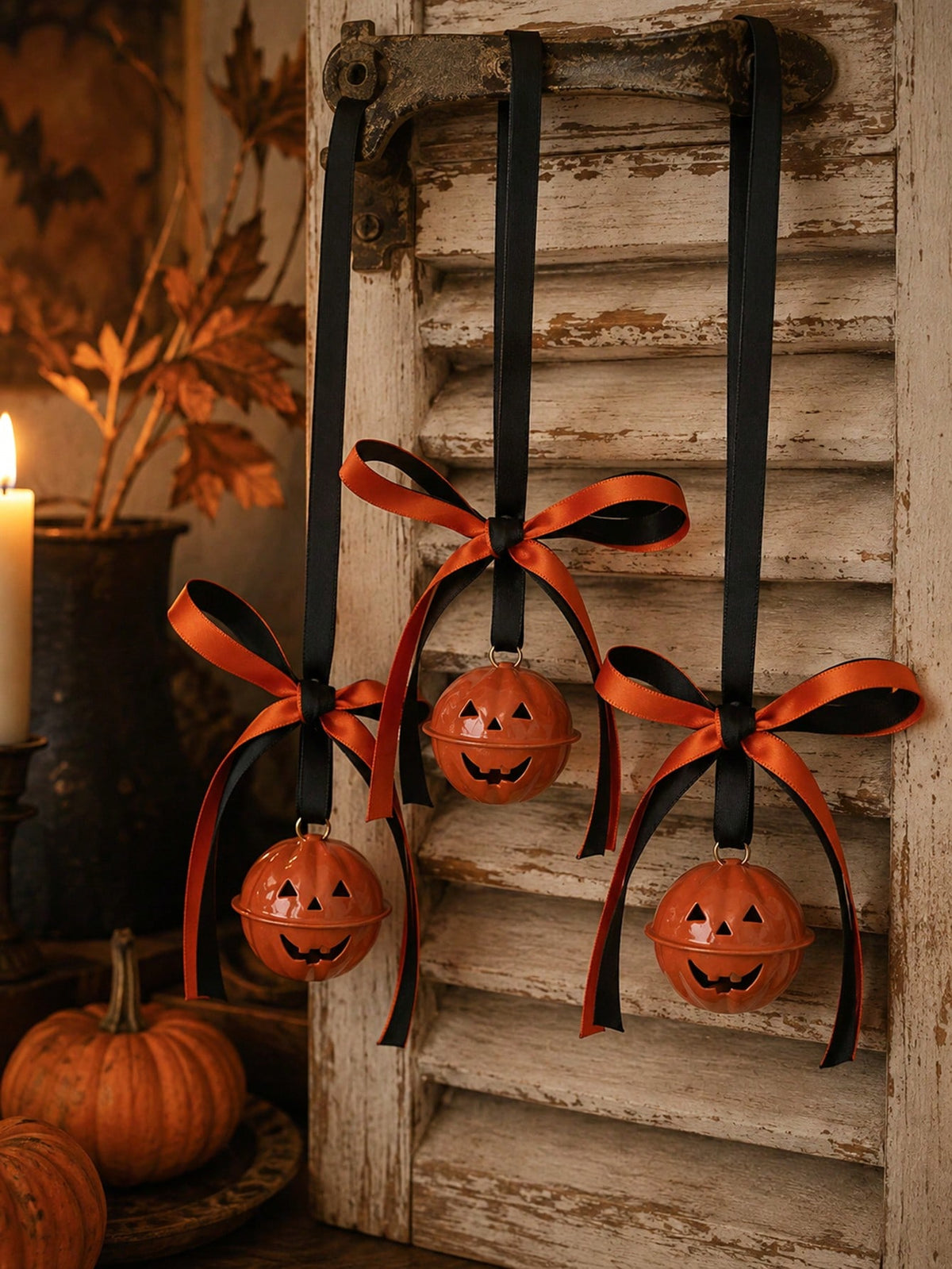 striped bow pumpkin bell hanger - photo 11