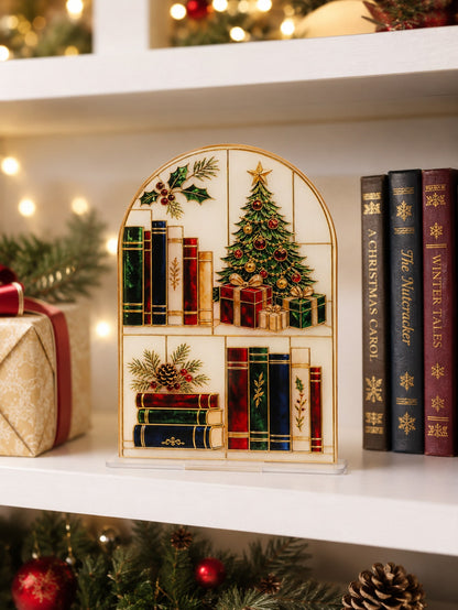 Christmas bookshelf scene plaque - photo 11