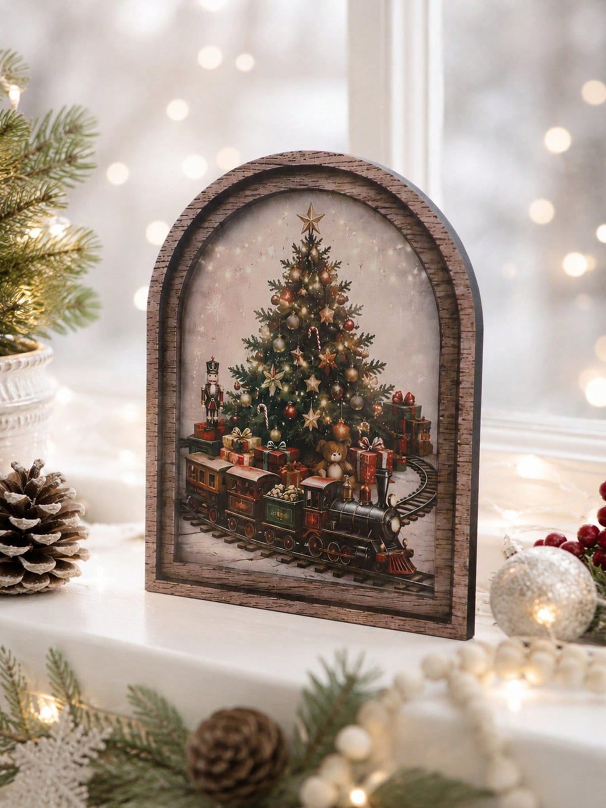 Christmas tree train arch tabletop sign - photo 11