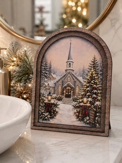 snowy church winter arch sign - photo 12