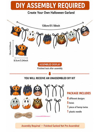 ghost owl skull Halloween garland - photo 11