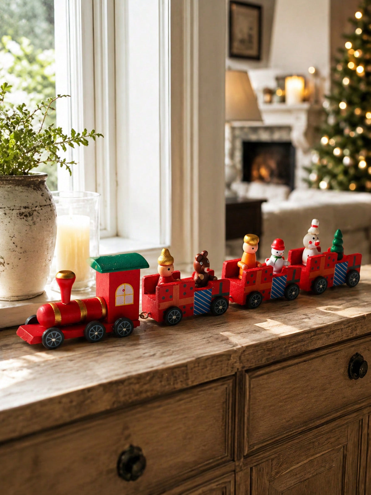 long Christmas train tabletop decor - photo 11