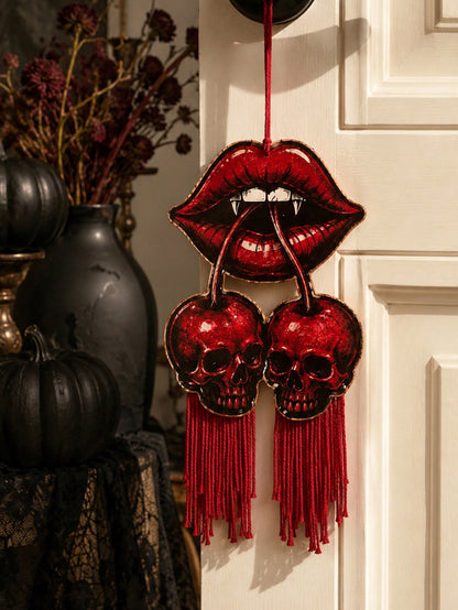vampire lips cherry skull door hanger - photo 10