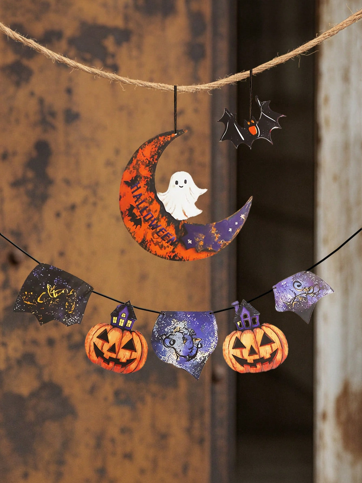 pumpkin bat moon Halloween banner - photo 11