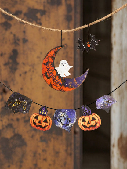 pumpkin bat moon Halloween banner - photo 11