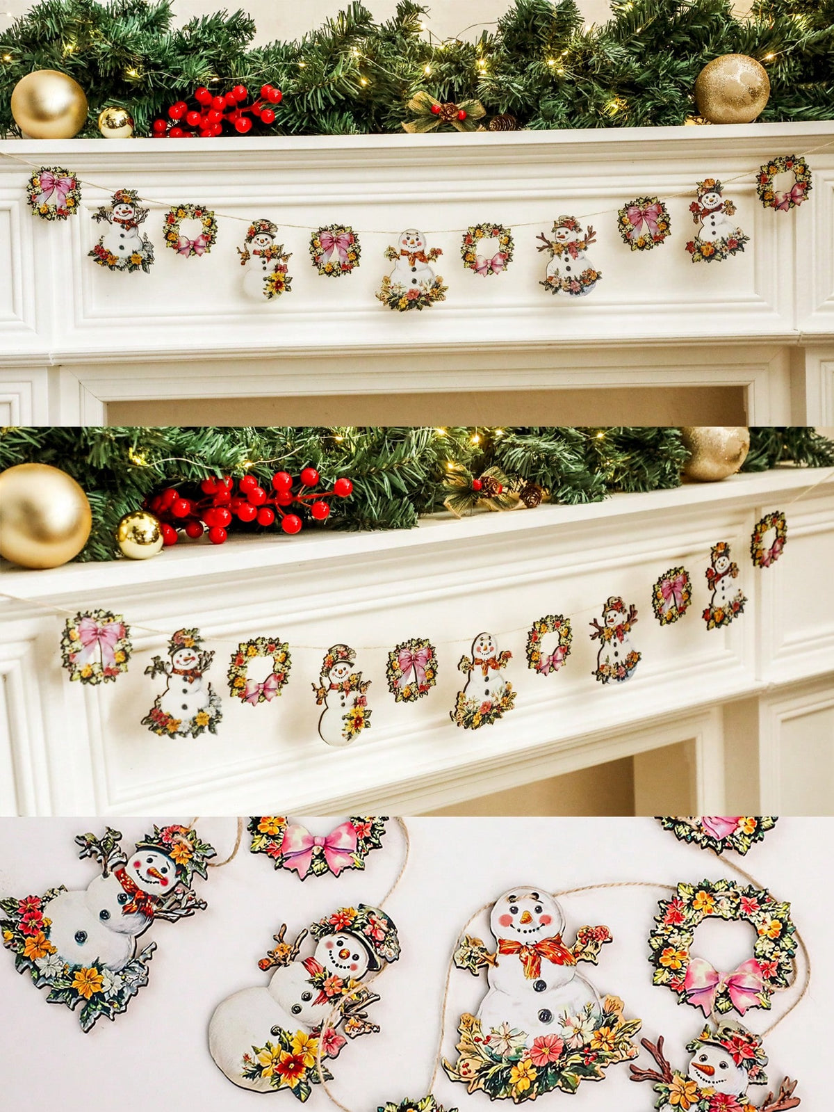 floral snowman wreath garland - photo 11