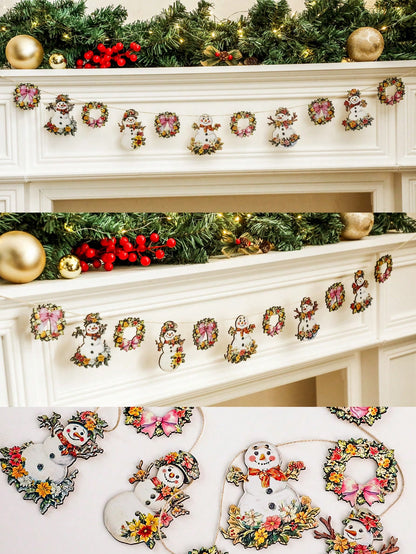 floral snowman wreath garland - photo 11