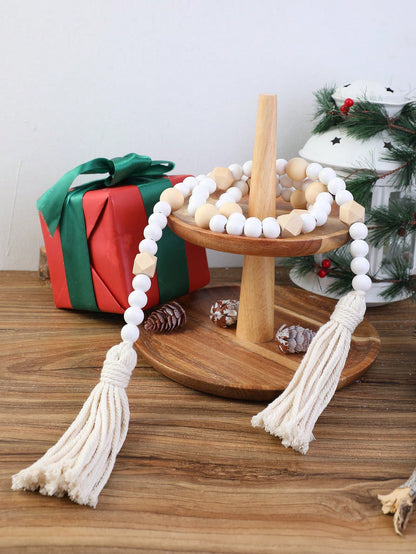 geometric wood bead garland - Cream & Natural photo 10