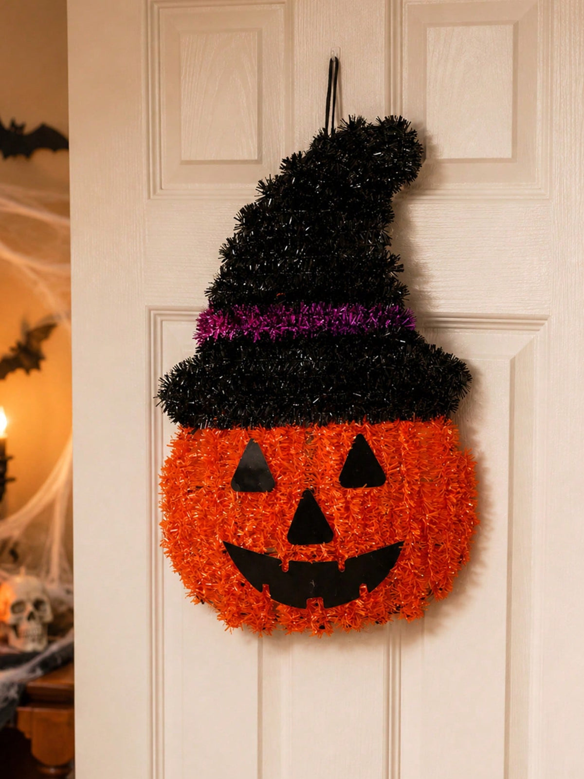witch hat pumpkin tinsel door hanger - photo 11