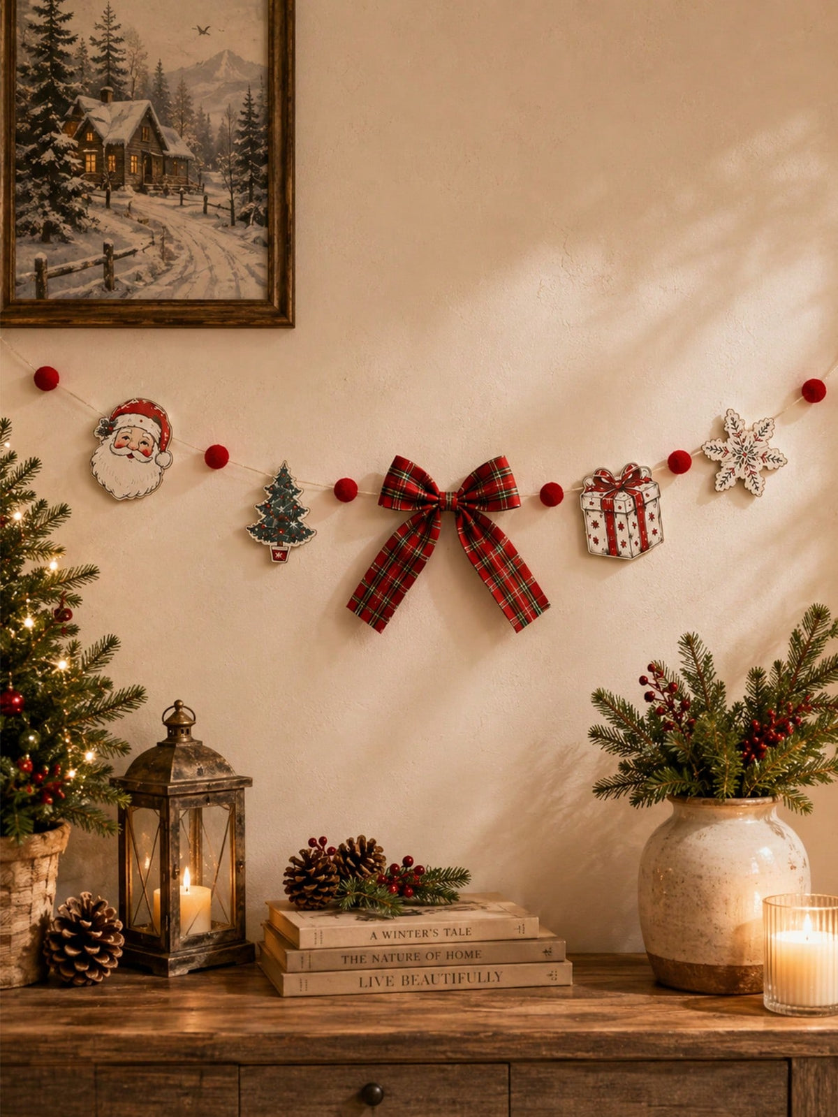 Santa Christmas tree garland bows - photo 11