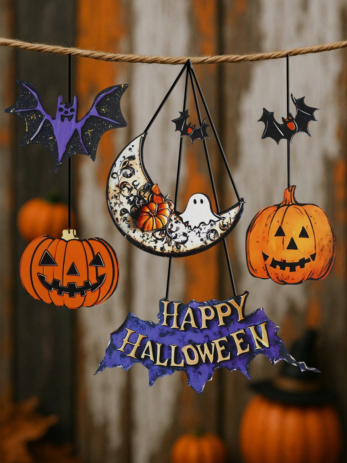 bat moon pumpkin Halloween door sign - photo 12