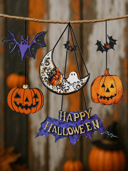 bat moon pumpkin Halloween door sign - photo 12