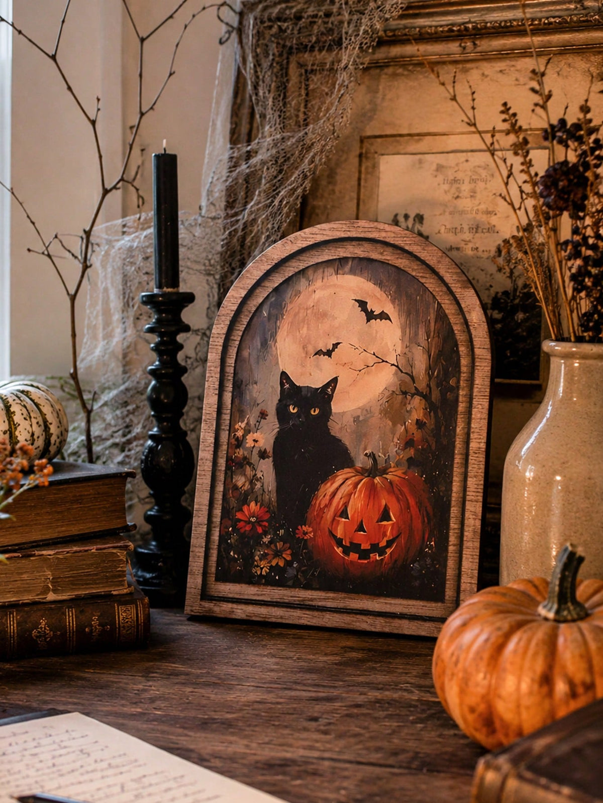 black cat jack-o-lantern arch sign - photo 11