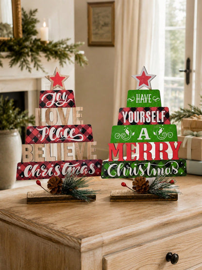 Christmas word tree tabletop signs - photo 11