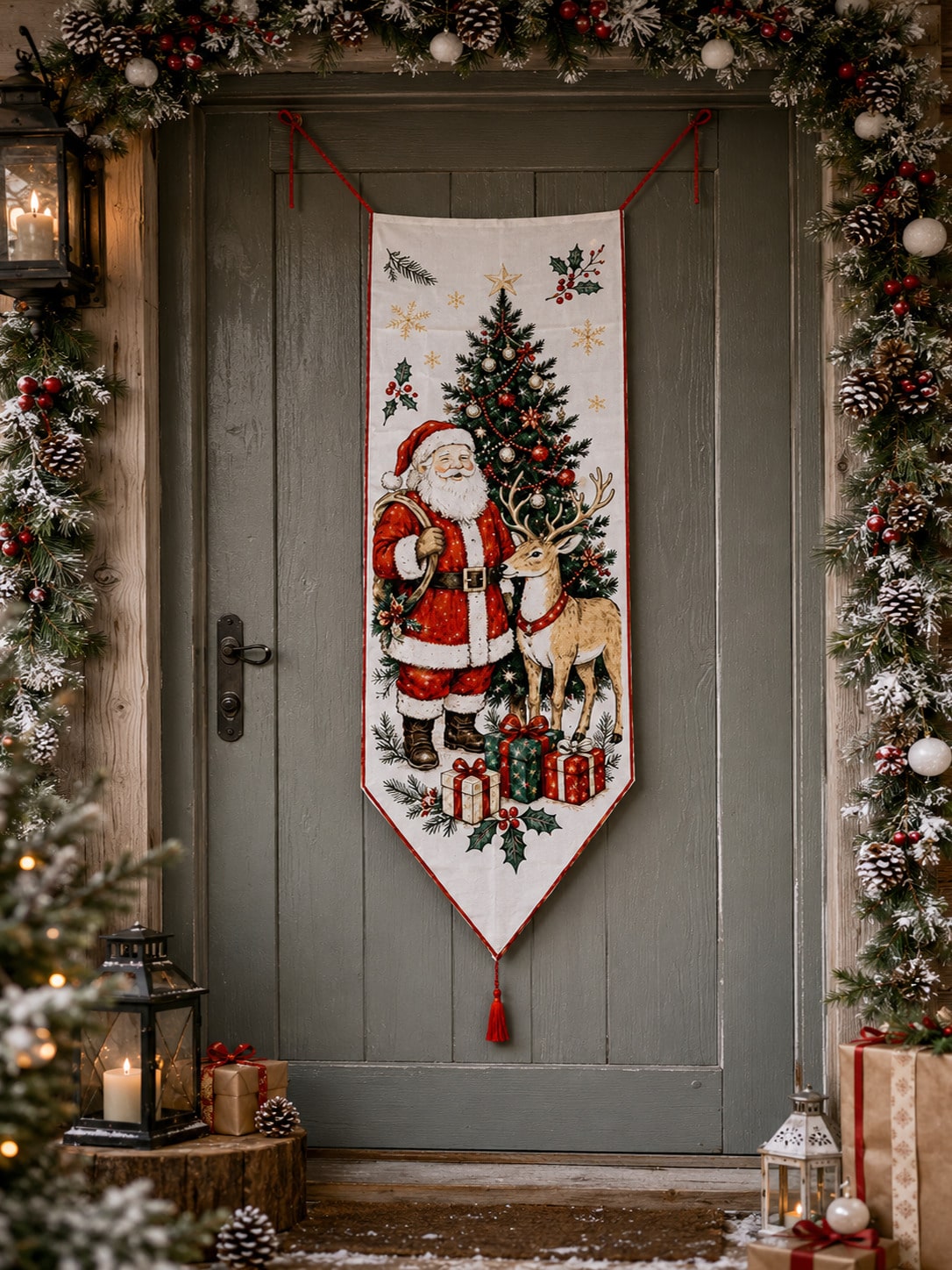 vintage Santa Christmas door banner - photo 12