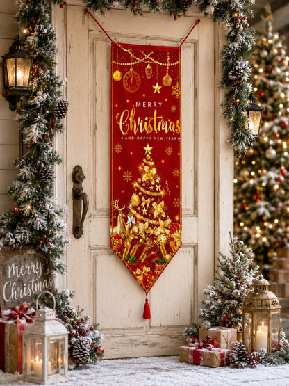 Merry Christmas red door banner - photo 12