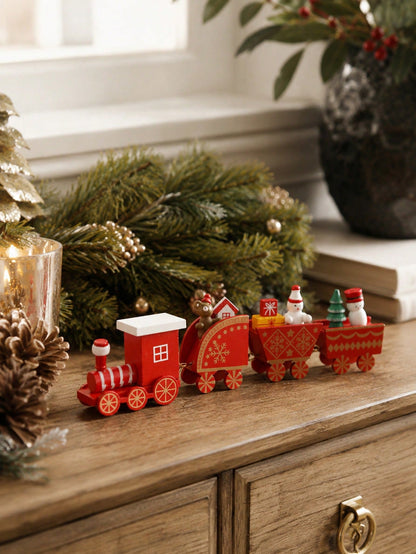 red Christmas train bear snowman - photo 9