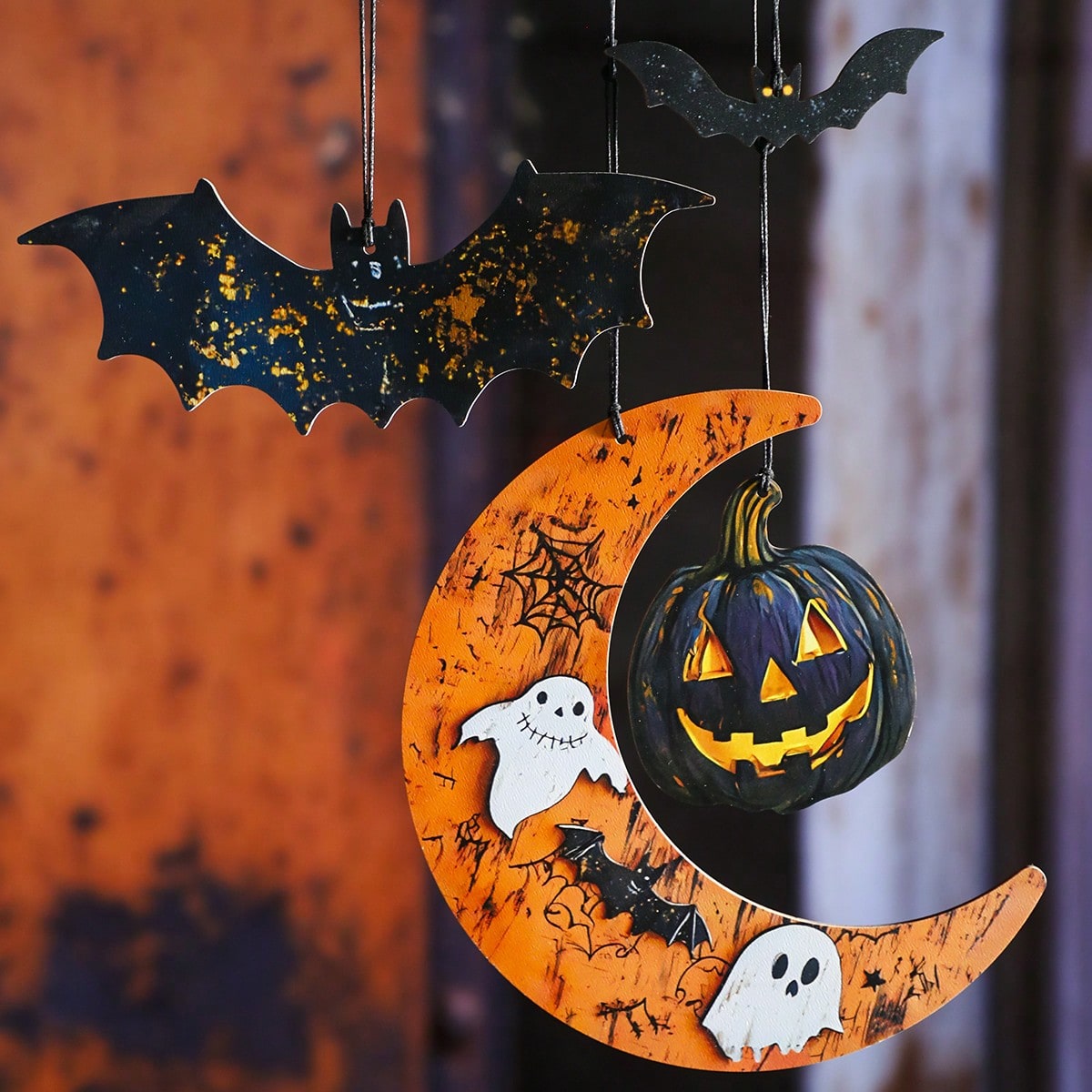 bat moon pumpkin hanging decor - photo 10