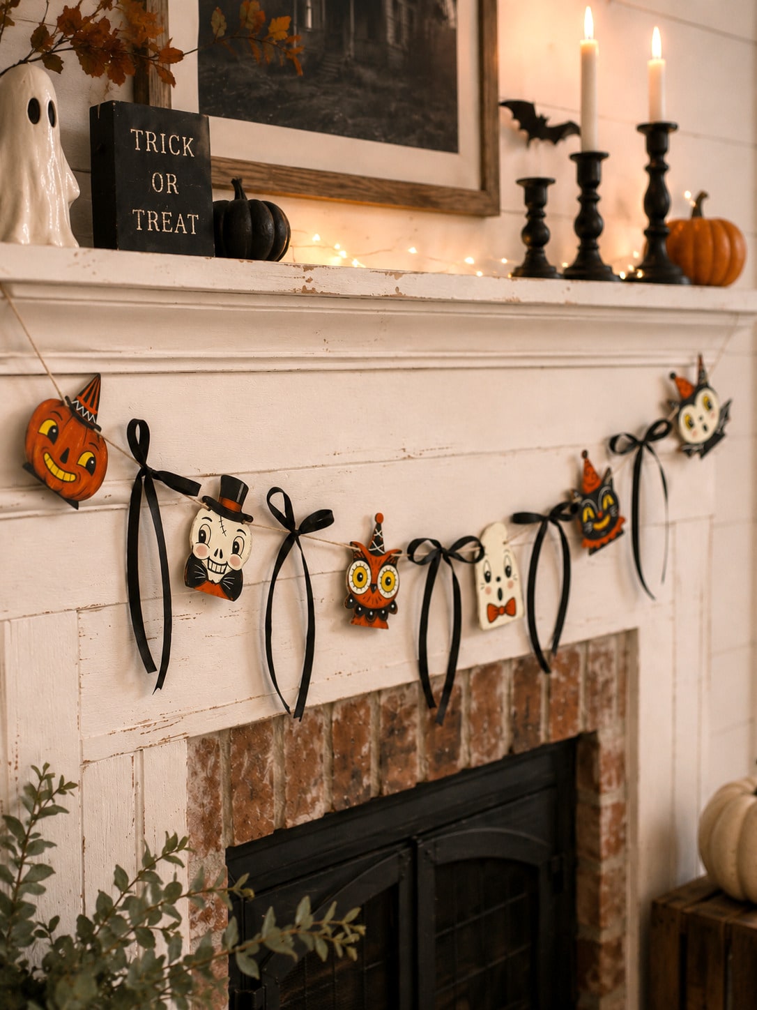 pumpkin owl black cat Halloween garland - photo 11