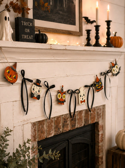 pumpkin owl black cat Halloween garland - photo 11