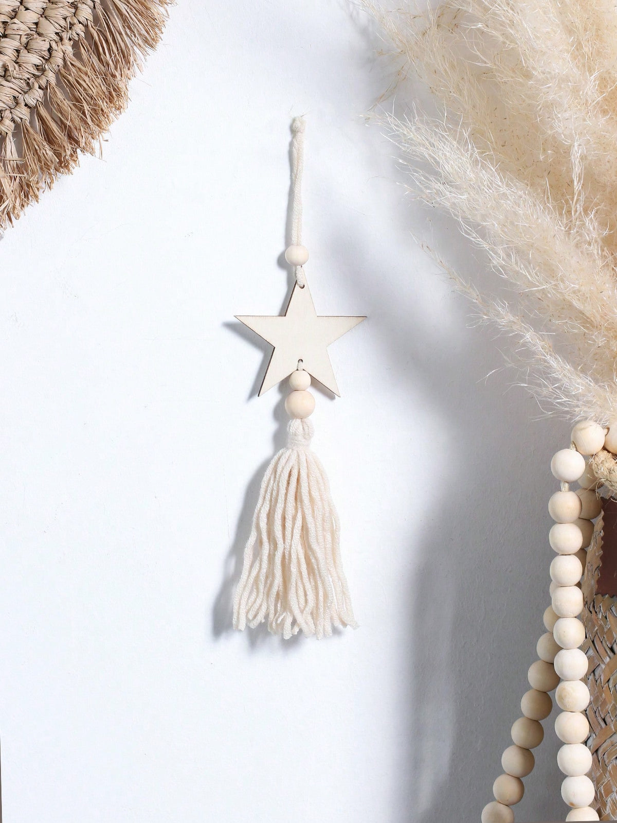 crescent moon and star tassel wall hanging - Star