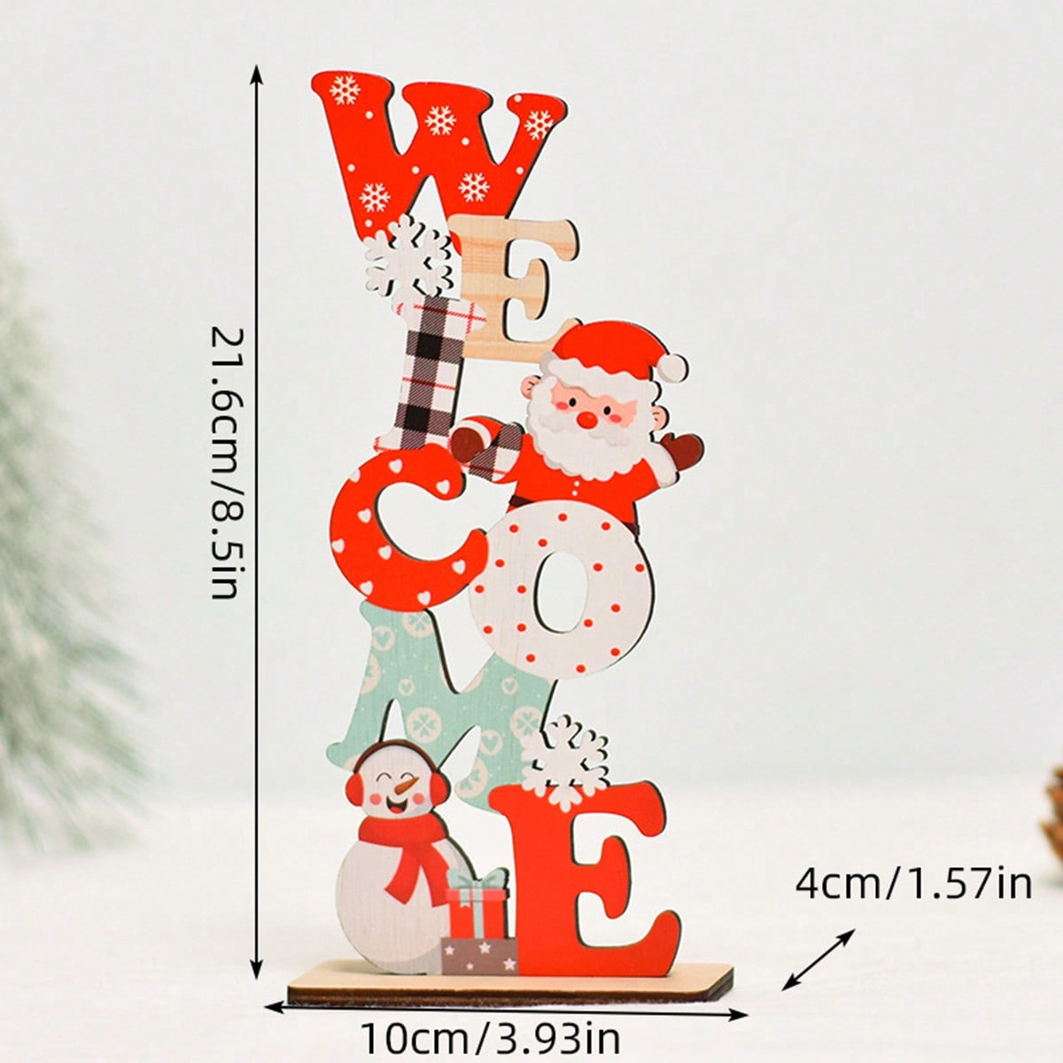 Santa stacked letter tabletop sign - Red / WELCOME