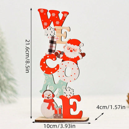 Santa stacked letter tabletop sign - Red / WELCOME