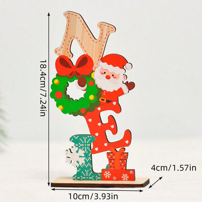 Santa stacked letter tabletop sign - Red / NOEL