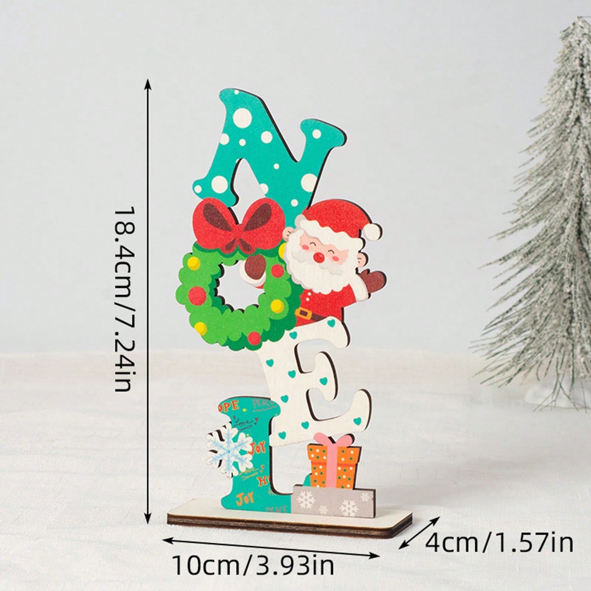 Santa stacked letter tabletop sign - Teal / NOEL