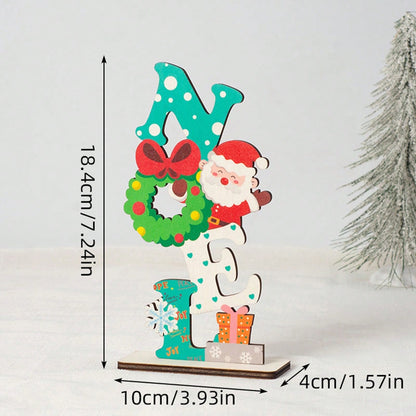 Santa stacked letter tabletop sign - Teal / NOEL