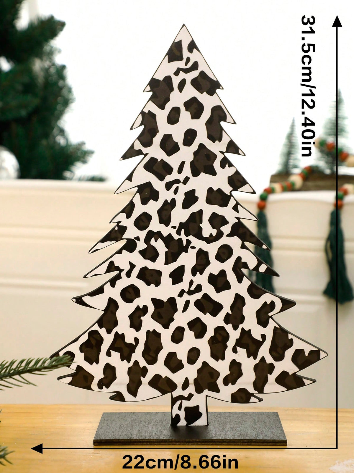 leopard print Christmas tree decor - Black & White Spots / Wide