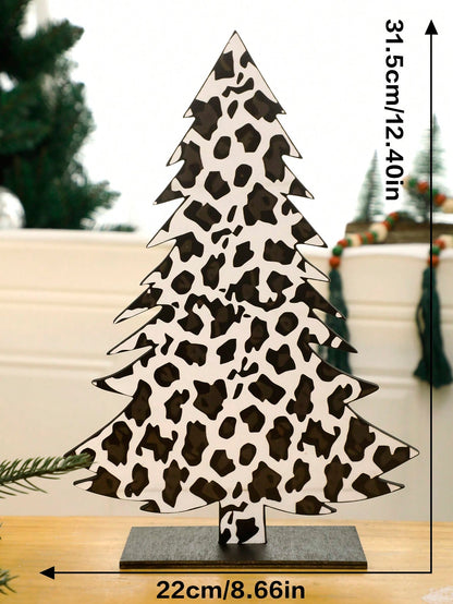 leopard print Christmas tree decor - Black & White Spots / Wide