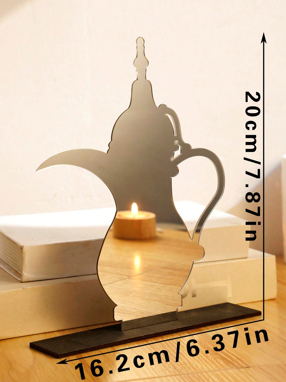 Arabic Dallah coffee pot tabletop decor - Silver Mirror / Large (20 cm)