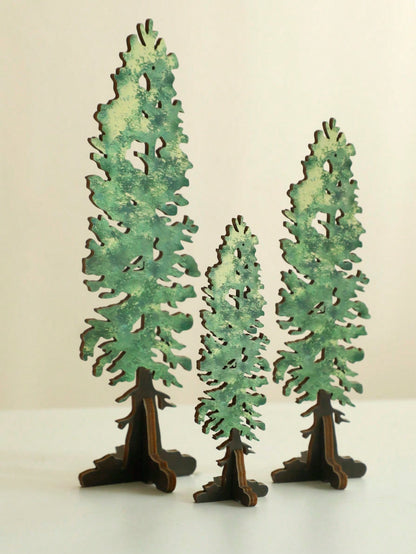 tree tabletop silhouettes - Green / Set of 3
