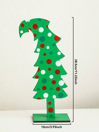 whimsical polka dot Christmas tree - Green Curly Top option
