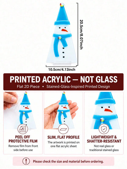 acrylic snowman tabletop decor - Blue Hat option