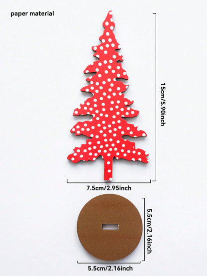 patterned Christmas tree tabletop decor - Red Polka Dot / Medium